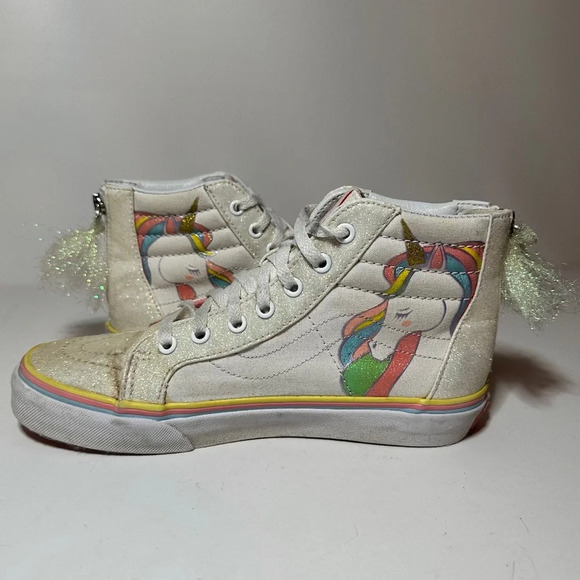 VANS Sk8-Hi Zip Rainbow Unicorn Glitter Sneakers Shoes Toddler Kids Size 3.5. - Picture 3 of 9